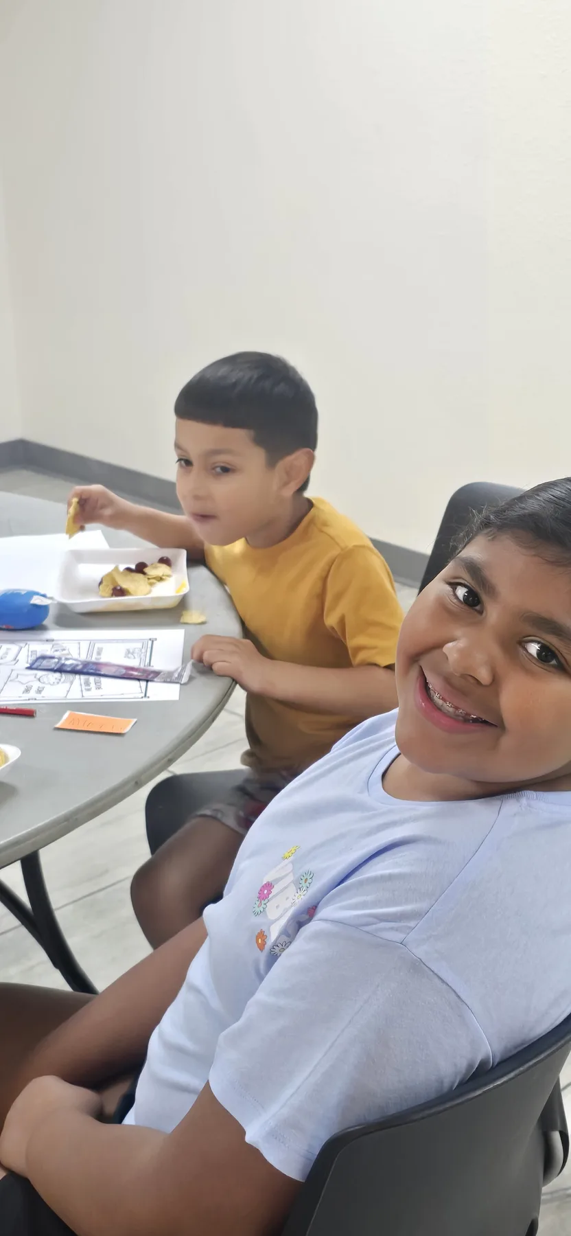 Campers enjoying a table activity during Summer Camp
