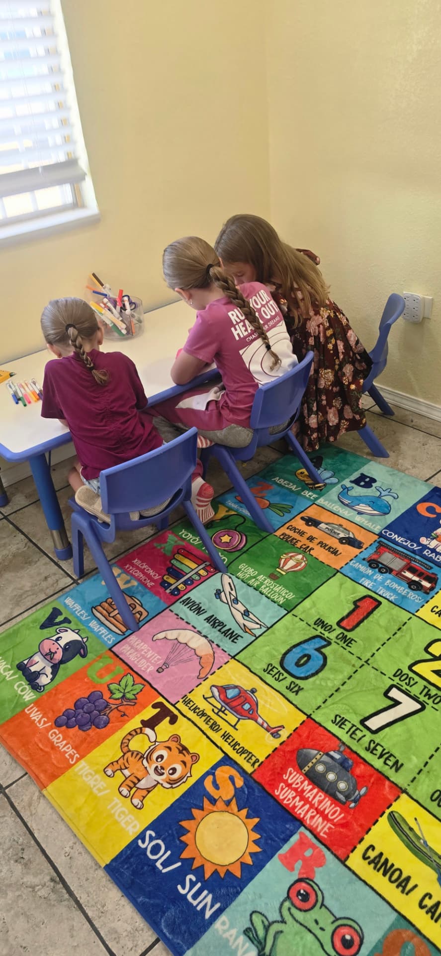 Students working together during a Spanish classroom activity